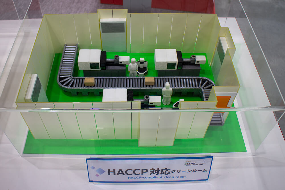 工場内での製造ラインにおけるHACCP対応クリーンルームの模型