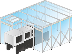収納式射出成型機用クリーンブース[医療機器メーカー]